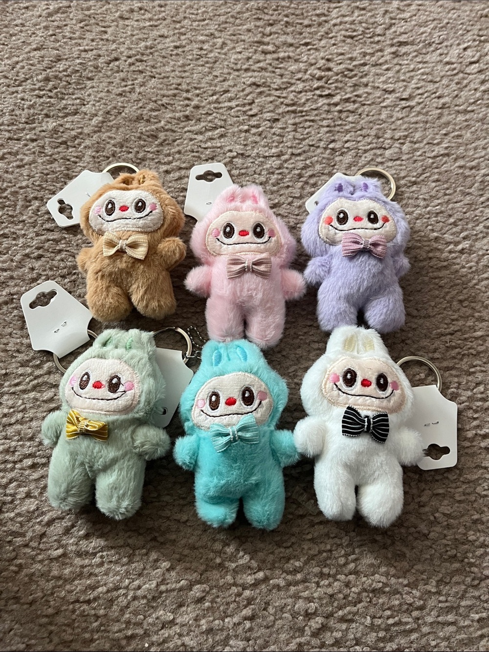 Choice of ONE Plush Bow Tie Keychain Charm - Pastel Set
